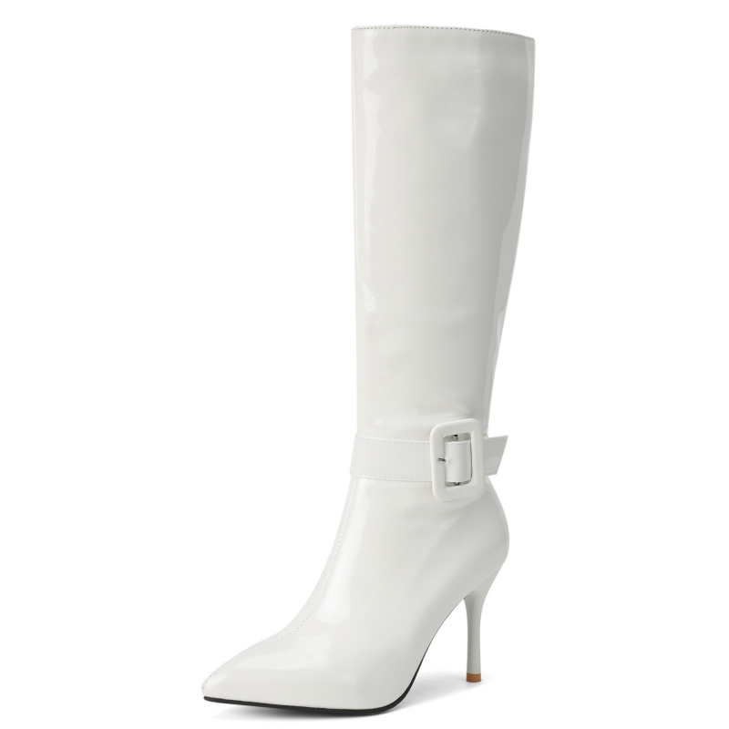 Women Shoes Size 7 - Black White Knee High Boots For