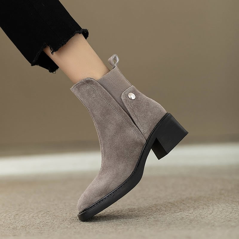 Women'S Shoes Trending 2025 - Suede Women Chunky Ankle Boots Fashion