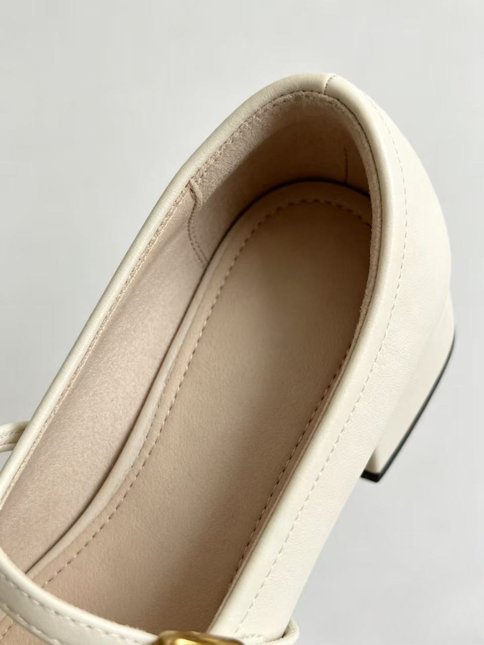 Low Block Heel Pump - Square Toe Mary Jane Shoes Gold