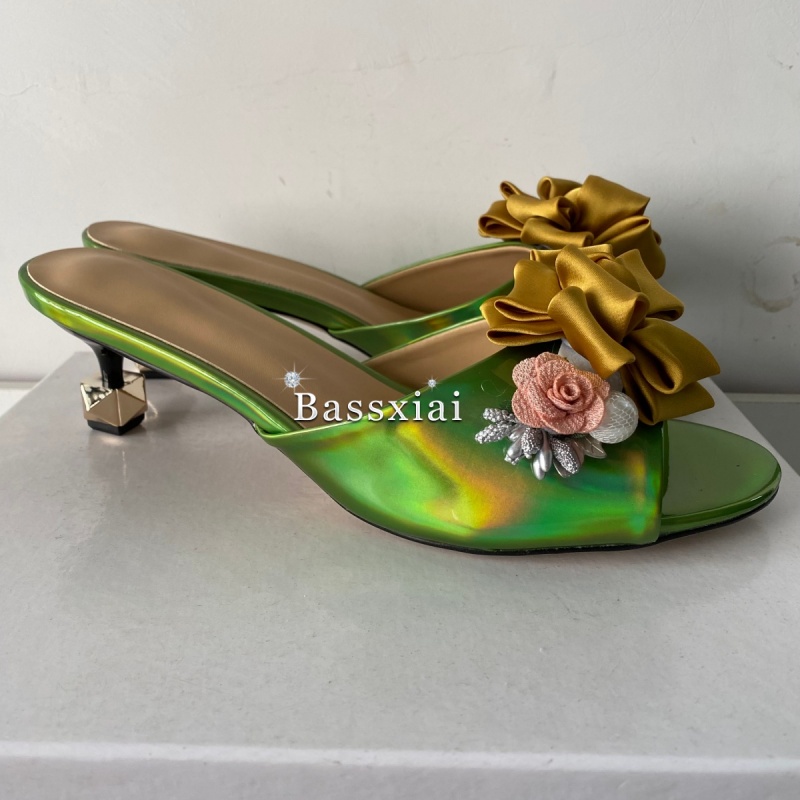 Crystal Decor Handmade Flower  - Women'S Shoes Kitten Heels 评论和价格