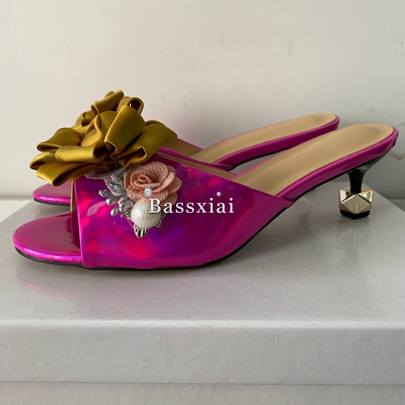 Crystal Decor Handmade Flower  - Women'S Shoes Kitten Heels 评论和价格