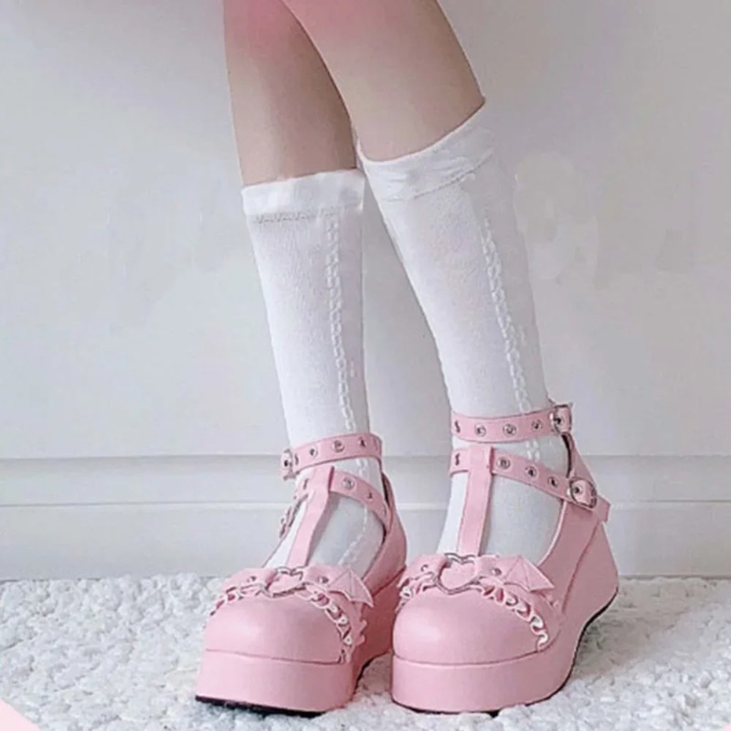New Sweet Heart Buckle Wedges  - Shoes Women Pumps 评论和价格