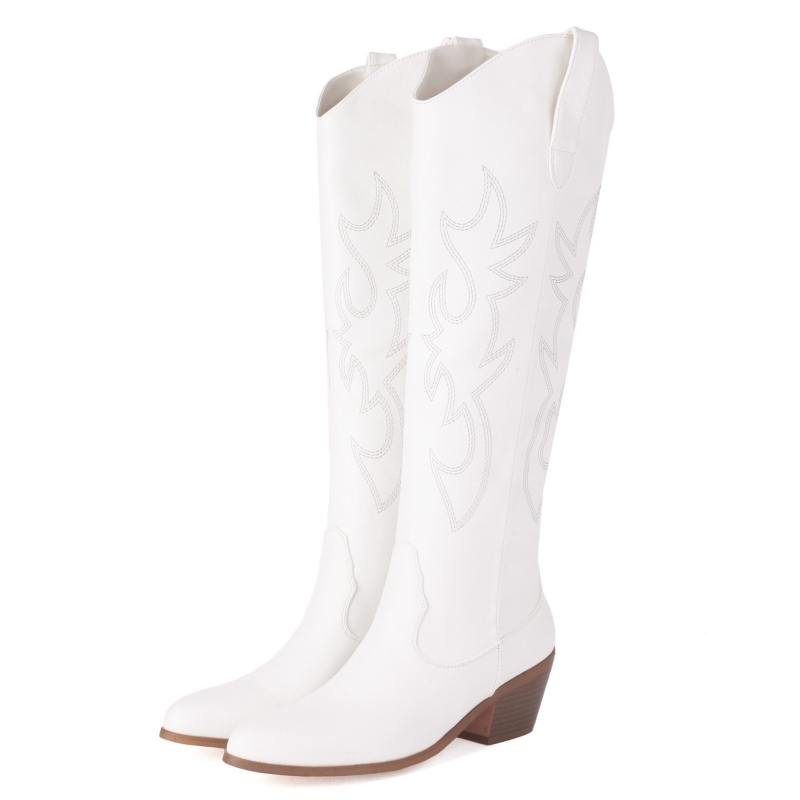 White Women's Knee High Boots  - Women Shoes Size 7 评论和价格