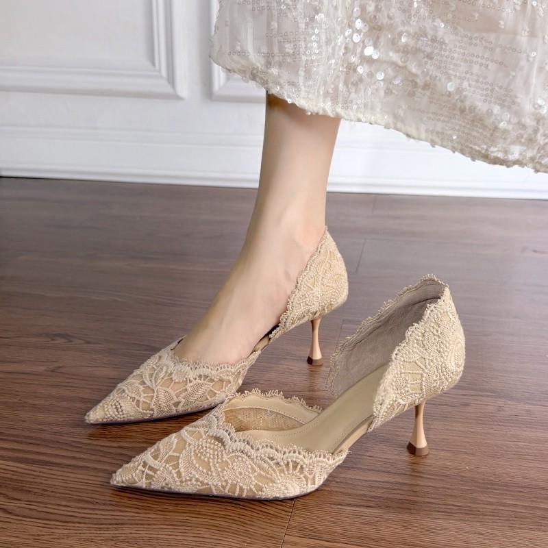 Lace Pointed Toe High Heels Wo - Women'S Shoes Quality 评论和价格