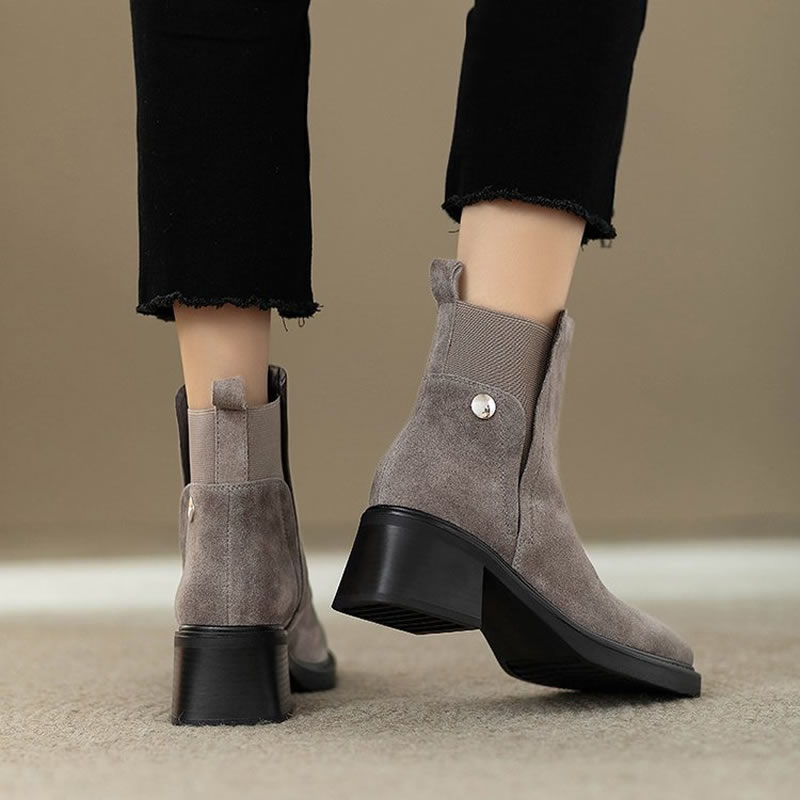 Suede Women Chunky Ankle Boots - Women'S Shoes Trending 2025 评论和价格