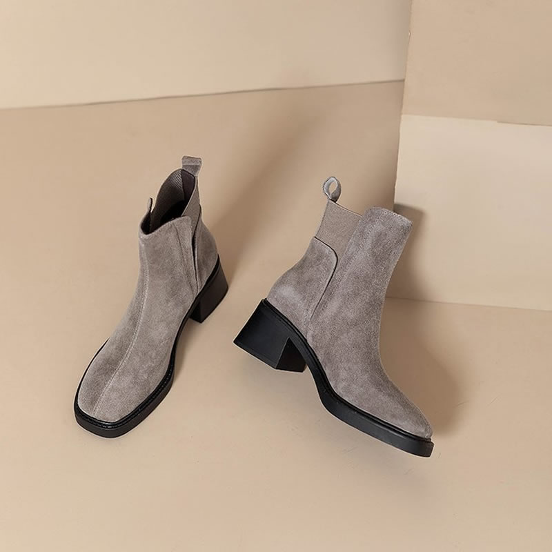 Suede Women Chunky Ankle Boots - Women'S Shoes Trending 2025 评论和价格