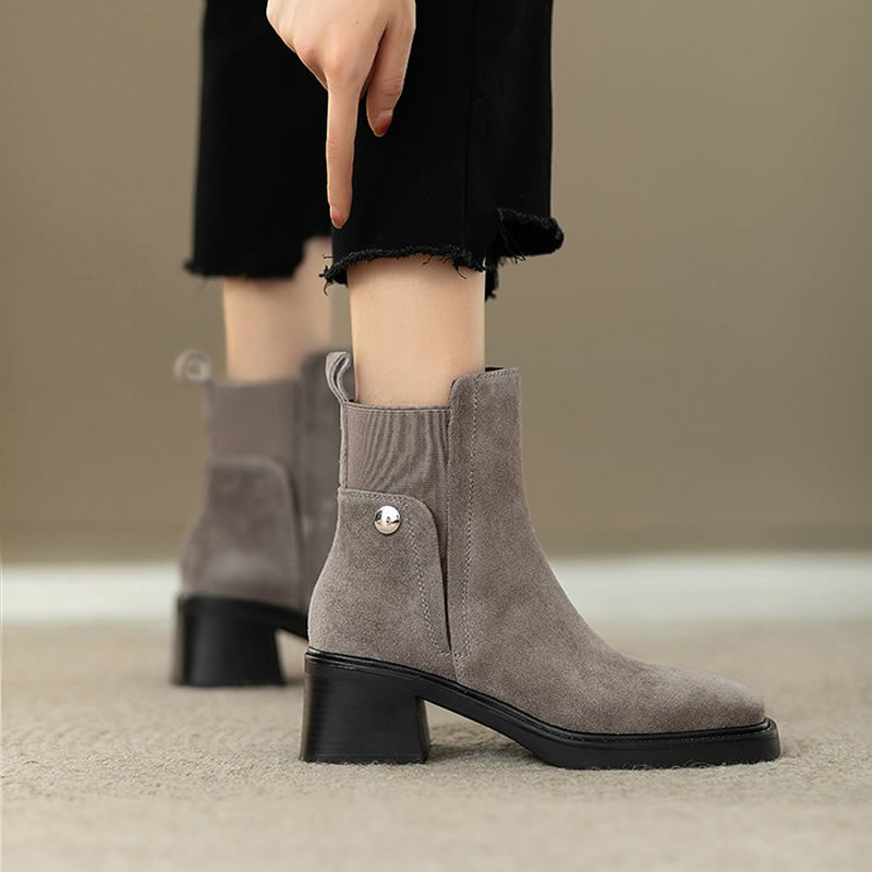 Suede Women Chunky Ankle Boots - Women'S Shoes Trending 2025 评论和价格