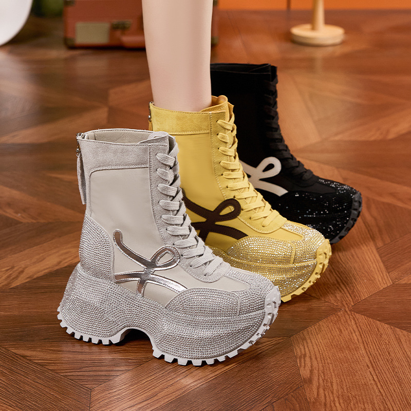 Women's Thick Sole High-top Fa - Women'S Shoes Trendy 评论和价格