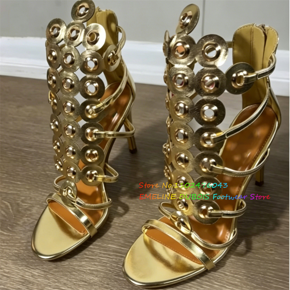 Gold Metal Circle Decor High H - Women'S Shoes Trendy 评论和价格