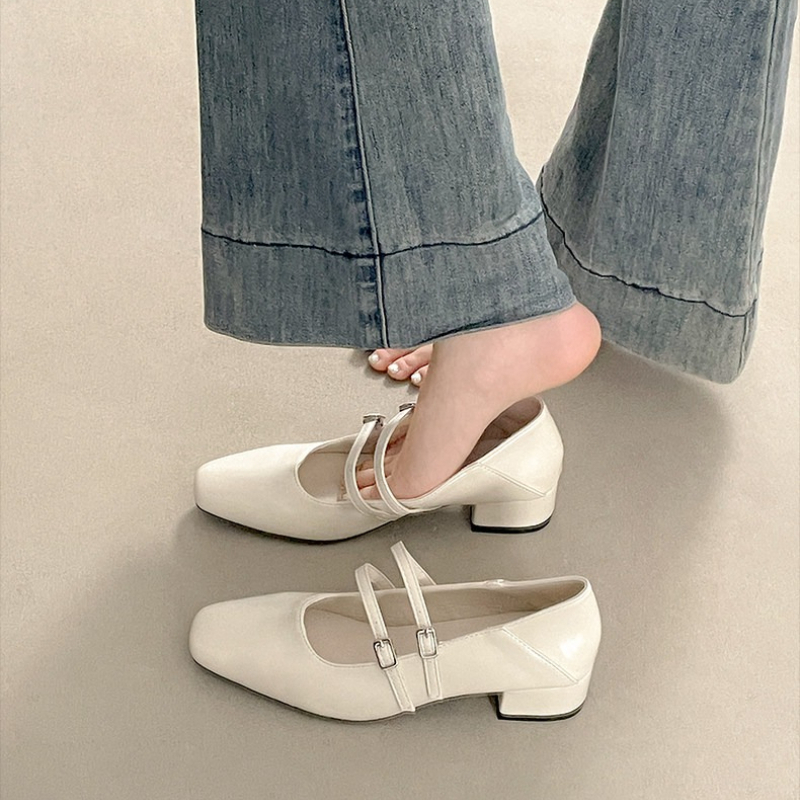 Square Toe Low Heel Women Silv - Shoes Women Pumps 评论和价格
