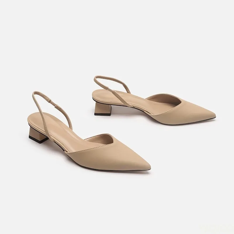 Ladies Pointed Stretch Sandals - Low Block Heel Pump 评论和价格