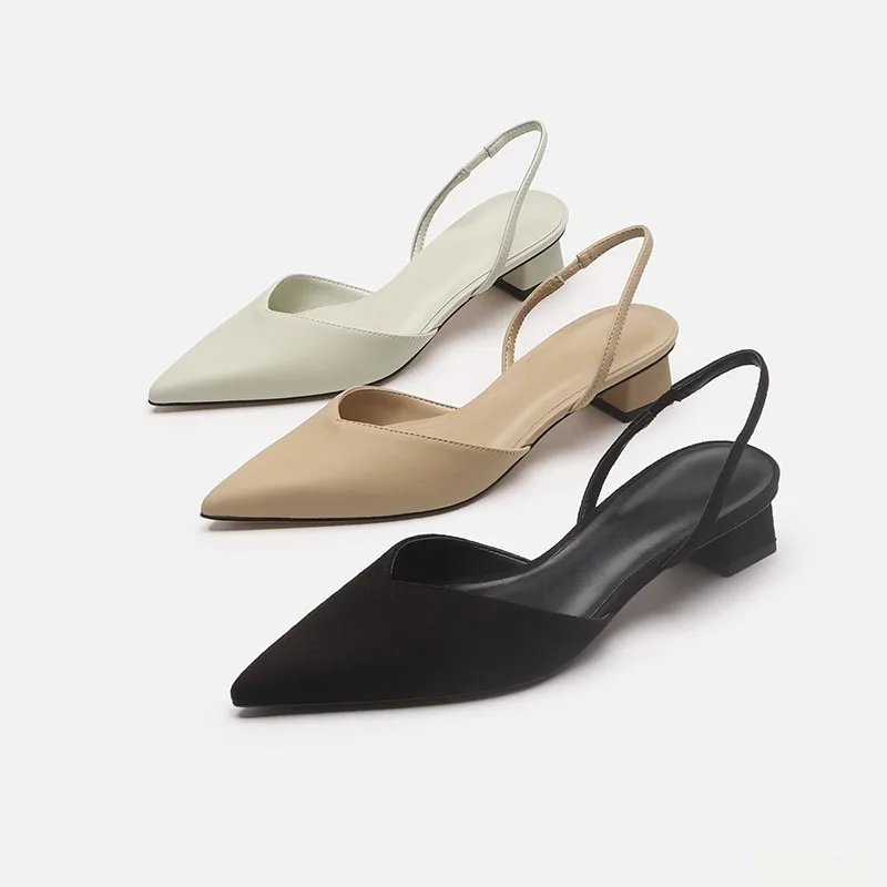 Ladies Pointed Stretch Sandals - Low Block Heel Pump 评论和价格