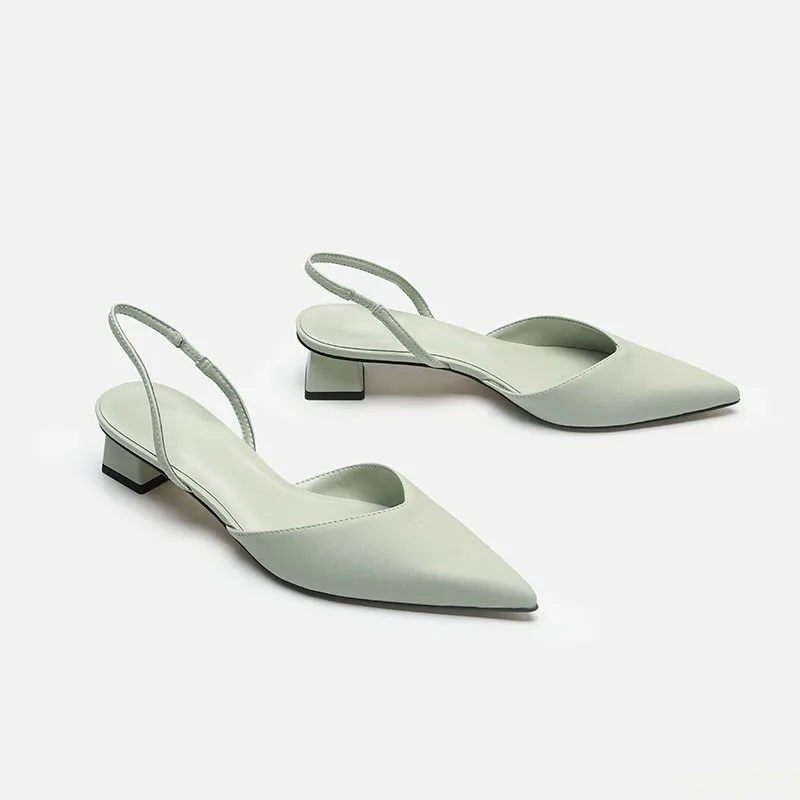 Ladies Pointed Stretch Sandals - Low Block Heel Pump 评论和价格