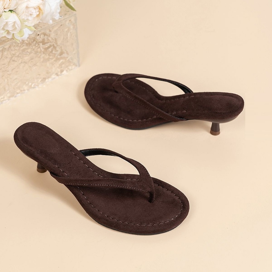 New Faux Suede Heeled Thong Sa - Women'S Shoes Kitten Heels 评论和价格